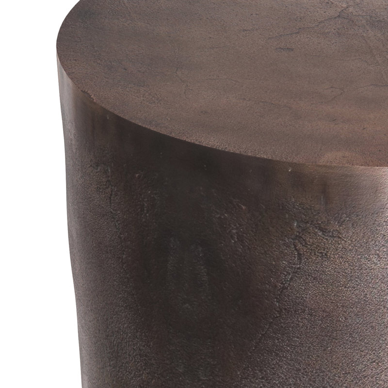 Morris 16.5"W Cast Aluminum Contemporary Round Accent Table, Antique Copper
