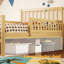 Lit plateforme simple en bois naturel avec garde-corps double et 2 tiroirs de rangement-195740976-195740990