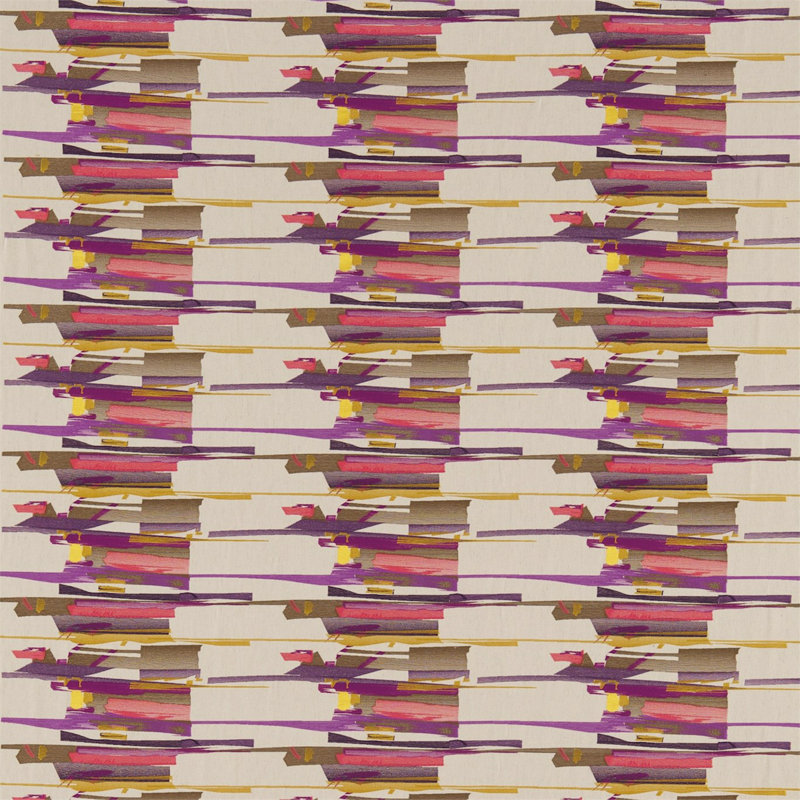 Zeal Fabric, Coral/Gold/Amethyst