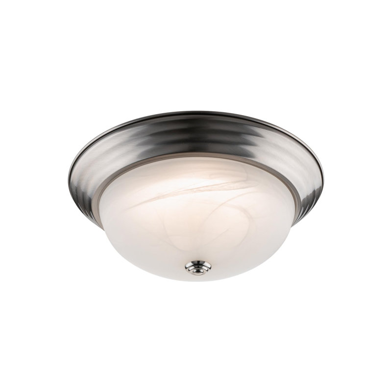 East Grove Home Builder Essential Collection LED 16W 11in Round Flush Mount Ceiling Light with White Marbled Glass and 5-CCT Selectability 2700-3000-3500-4000-5000K and in Brushed Nickel