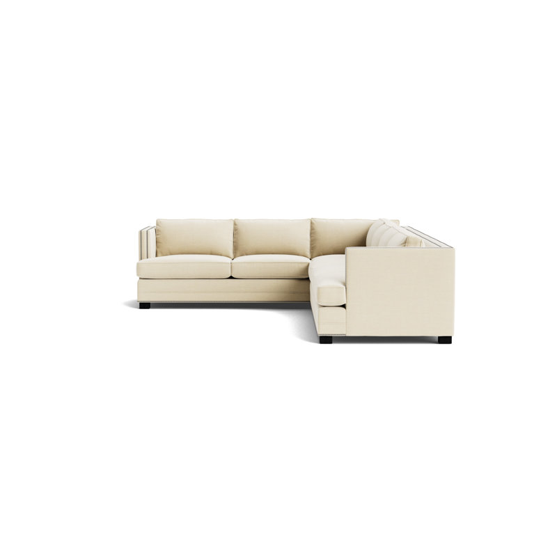 Keaton Chaise Sectional, Brushed Nickel, Performance Linen - Cream, Black