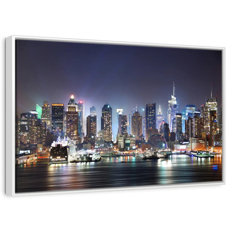 Veilleuses de New York, Cadre flottant blanc, 13 po x 9 po