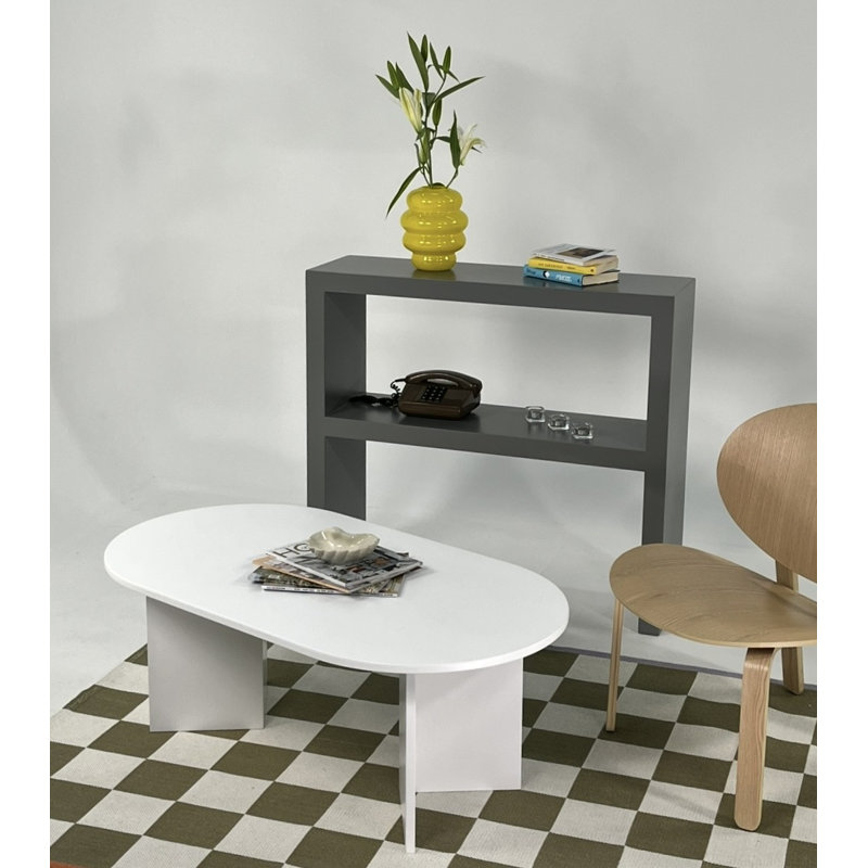 Table basse moderne blanche de 43,3 po x 16,5 po x 16,5 po | 100% panneau de fibres à densité moyenne, épaisseur: 0,7 pouce | Conception élégante de couleur unie pour le salon, élégante et durable, parfaite pour la décoration contemporaine