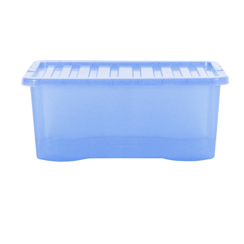 Wham Crystal 45L Plastic Storage Box Pack of 4 Tint Sparkle Blue