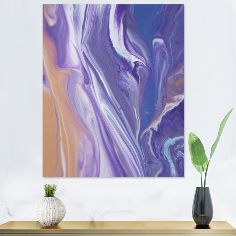 Marbre mauve luxueux, art fluide - décoration murale moderne sur toile, H 8 po x l 12 po x P 1 po, Toile tendue