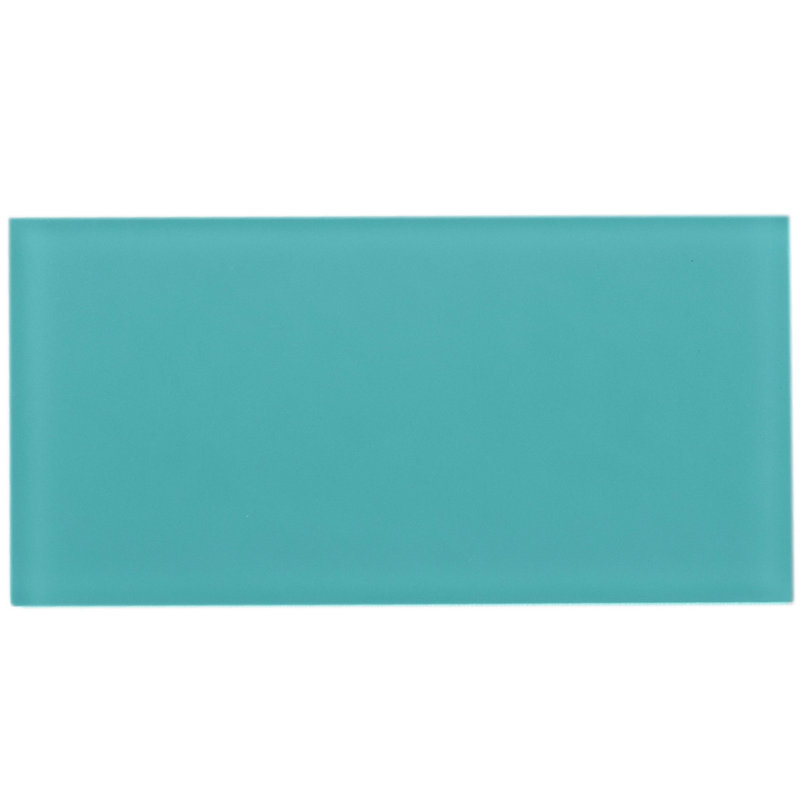 6'' x 3'' Glass Subway Wall Tile, Aqua