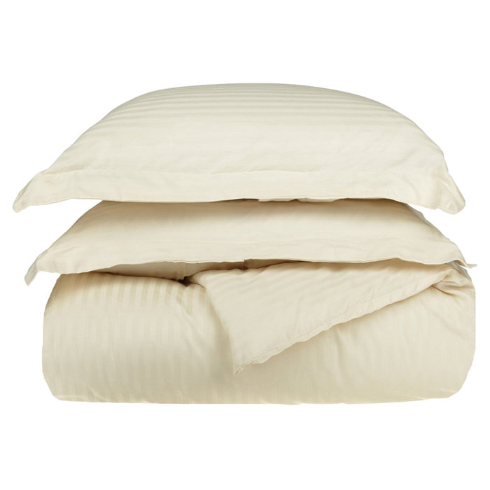 Mitchell Scotia 300 Thread Count Striped Egyptian Cotton Blend Duvet Cover Set, Full / Queen Duvet Cover + 2 Standard Shams