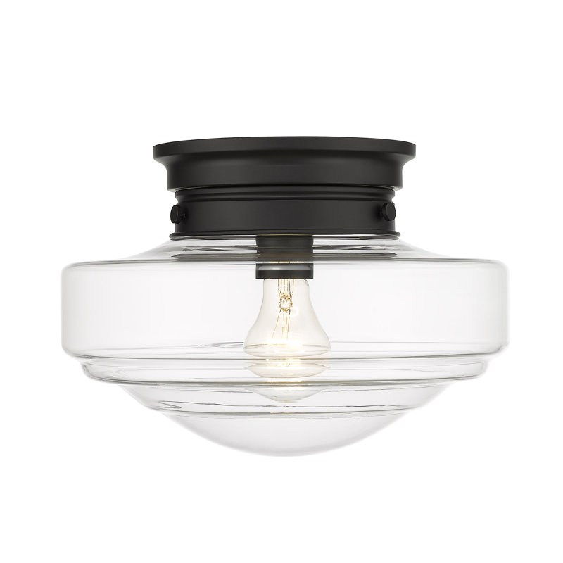Melora Glass Semi Flush Mount, Clear Glass, Matte Black