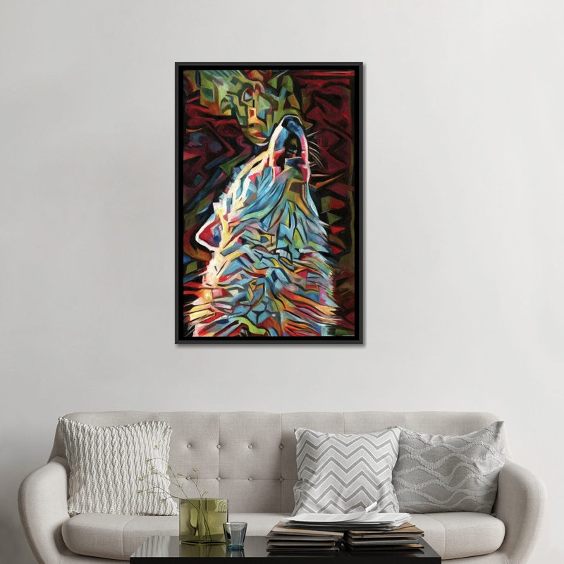 " Dream Wolf " by David Stribbling, 26" H x 18" W x 1.5" D, Black Framed Canvas, No Mat