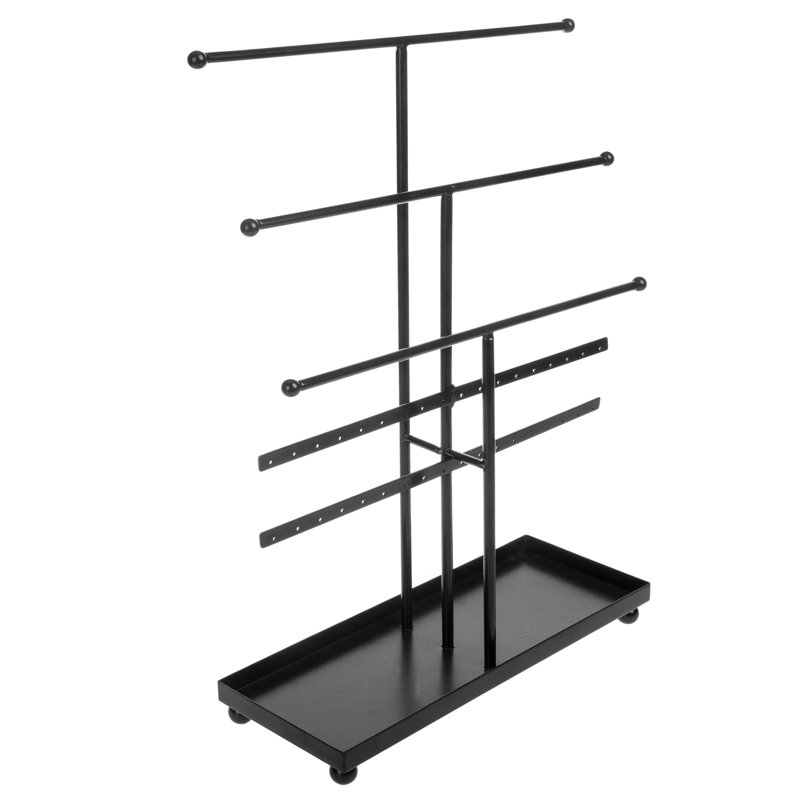 Decorative Tray with Display Bars Jewellery Stand, Black