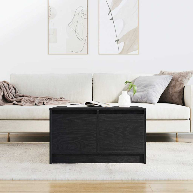 Coffee Table with Storage, 40" H x 70.5" L x 70" W, Black Oak