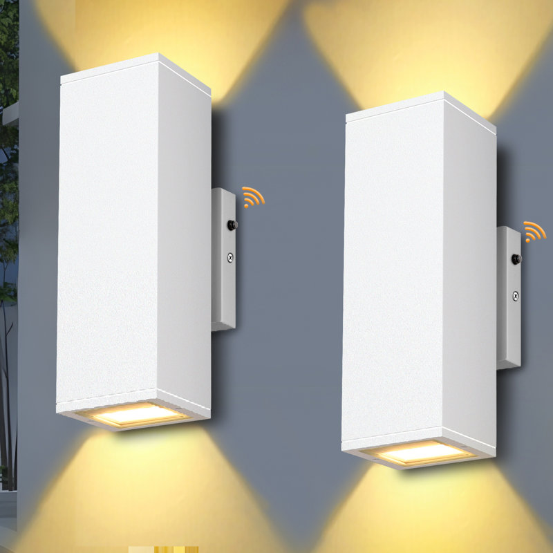 2-Pack Outdoor Wall Light Fixtures With LED Bulbs, Dusk To Dawn, Rustproof Aluminum Up Down Lights For House, Porch, Garage