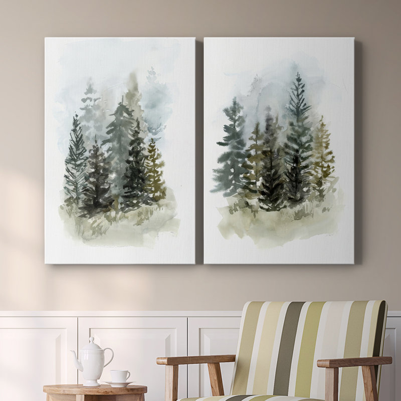 Toile tendue Washy Treeline I-Premium Gallery - prête à être accrochée, H 48 po x l 64 po