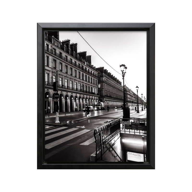 Paris Street, Black Framed, Canvas, 12"H x 16"W