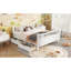 Lit plateforme double pour enfants, lit double profil bas avec rails pour filles et garçons, blanc-66276885-66276886