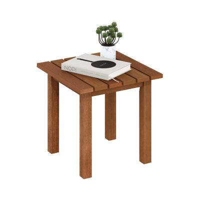 Shanda Hardwood Outdoor Patio End Table, Side Table in Teak Oil, Natural