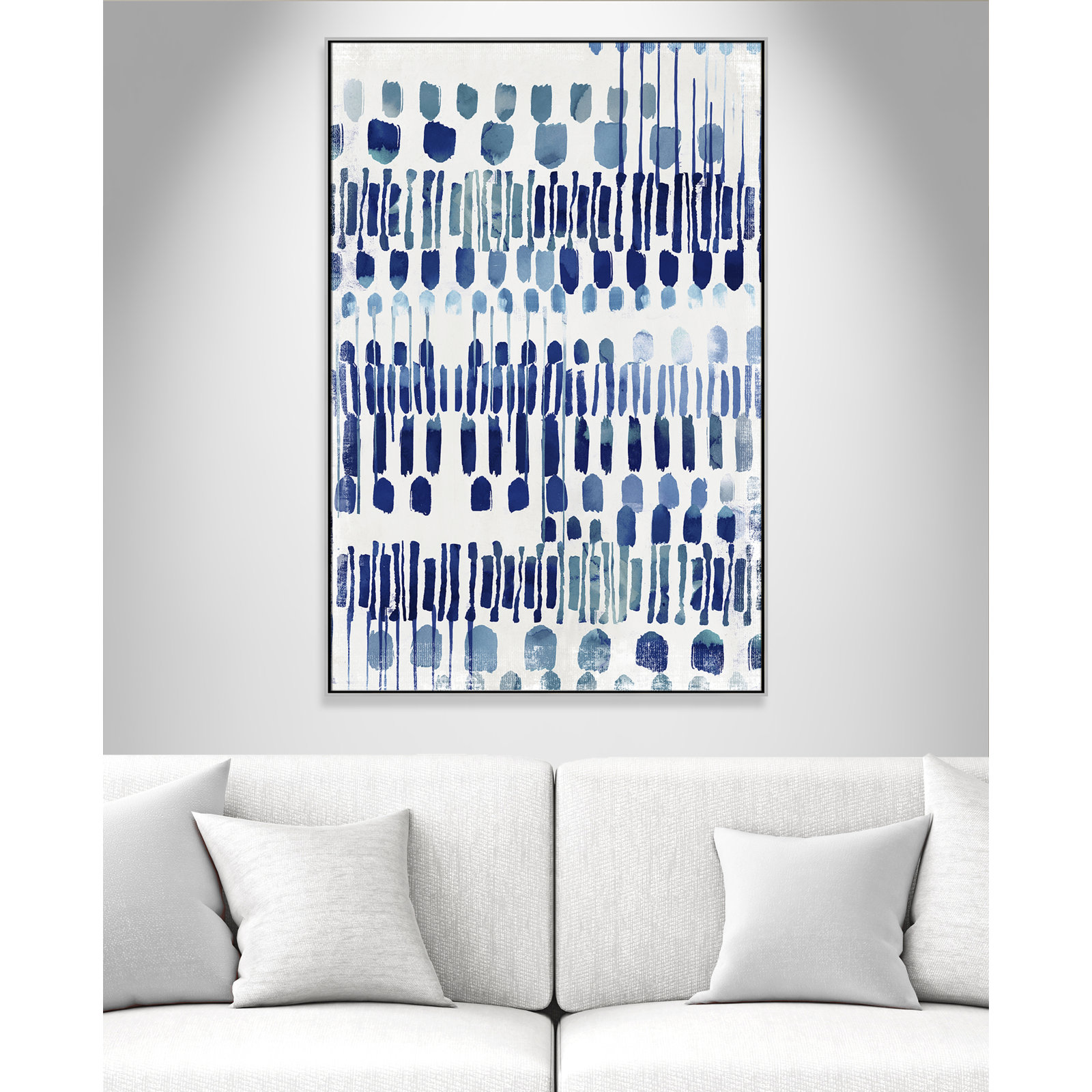 Fynn "Continuously I" Painting by Eva Watts, Silver Framed Canvas, No Matte, 61.5" H x 41.5" W x 2" D