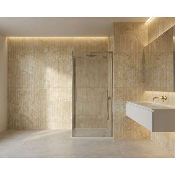 Natural Marble Tile, FS Textured 3D Fluted Stone for Wall, Genuine Marble, 4-Piece Box, Gold Yellow Beige