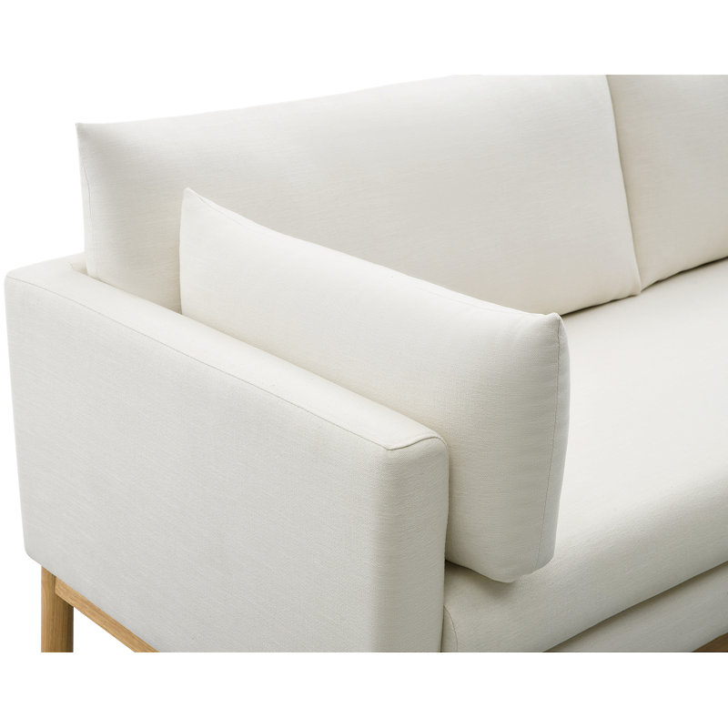 Langham Aldiana 89.5" Linen Textured Fabric Sofa, Cream Linen Textured Fabric