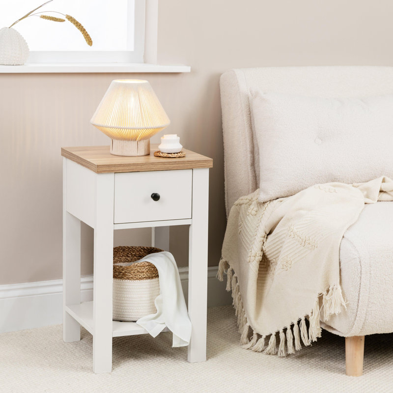 Maryhannah 35cm W Manufactured Wood Bedside Table, Alabaster White