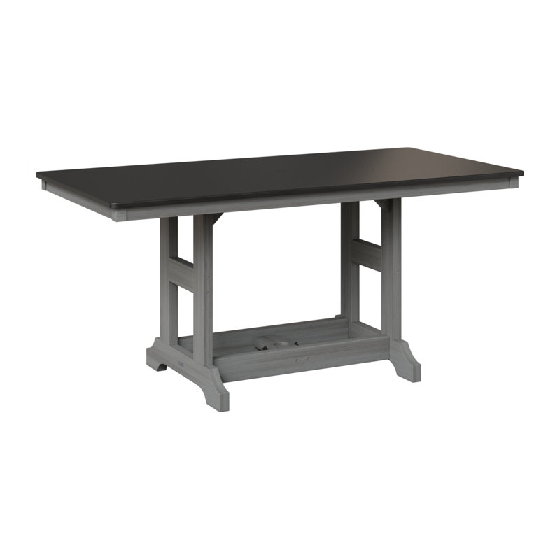 Table de bar rectangulaire Berlin Garden, H 39,5 po x l 66 po x P 33 po, Bois flottant gris, Noir martelé