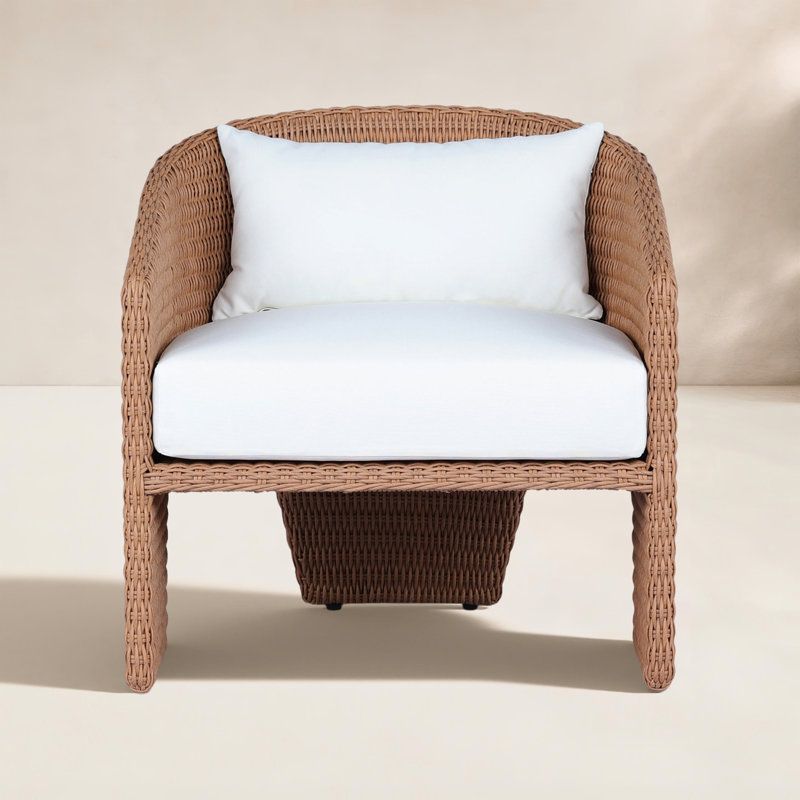 Charies Outdoor Dining Armchair, Vintage Natural/White