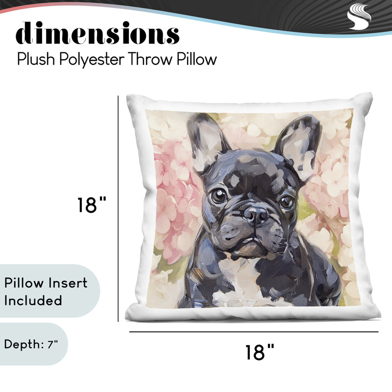 Coussin Sweetest Little Bulldog, imprimé par Tina LeCour, 18 x 7 x 18, Chien rose, Carré 18 po
