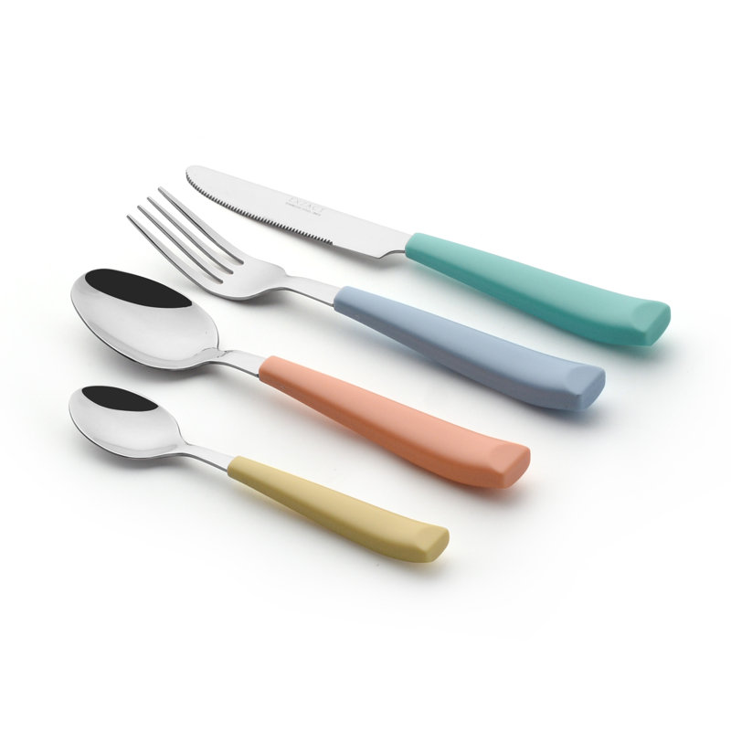 Cutlery 16 Piece Cutlery Set, Service for 4, Yellow/Blue/Turquoise