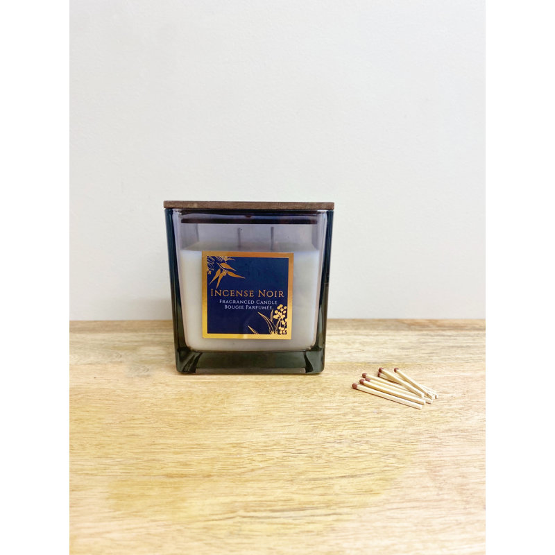 Black Incense Scented Jar Candle with Glass Holder