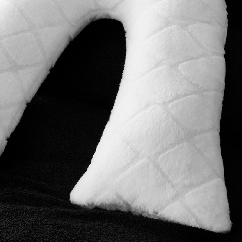 Cosy Diamond Faux Fur V Shaped Sleep Cushion Pillow, White