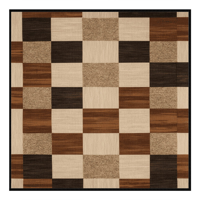 Machine Washable Botanical Brown Area Rug, Square 5'