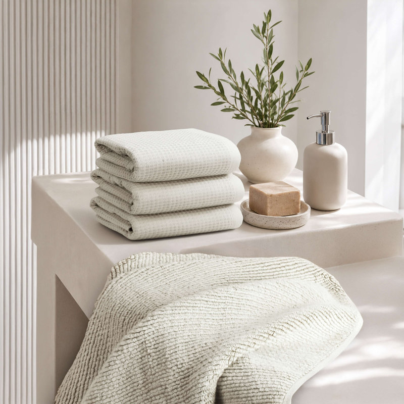 Essuie-mains luxueux 100% coton 4 pièces, Beige