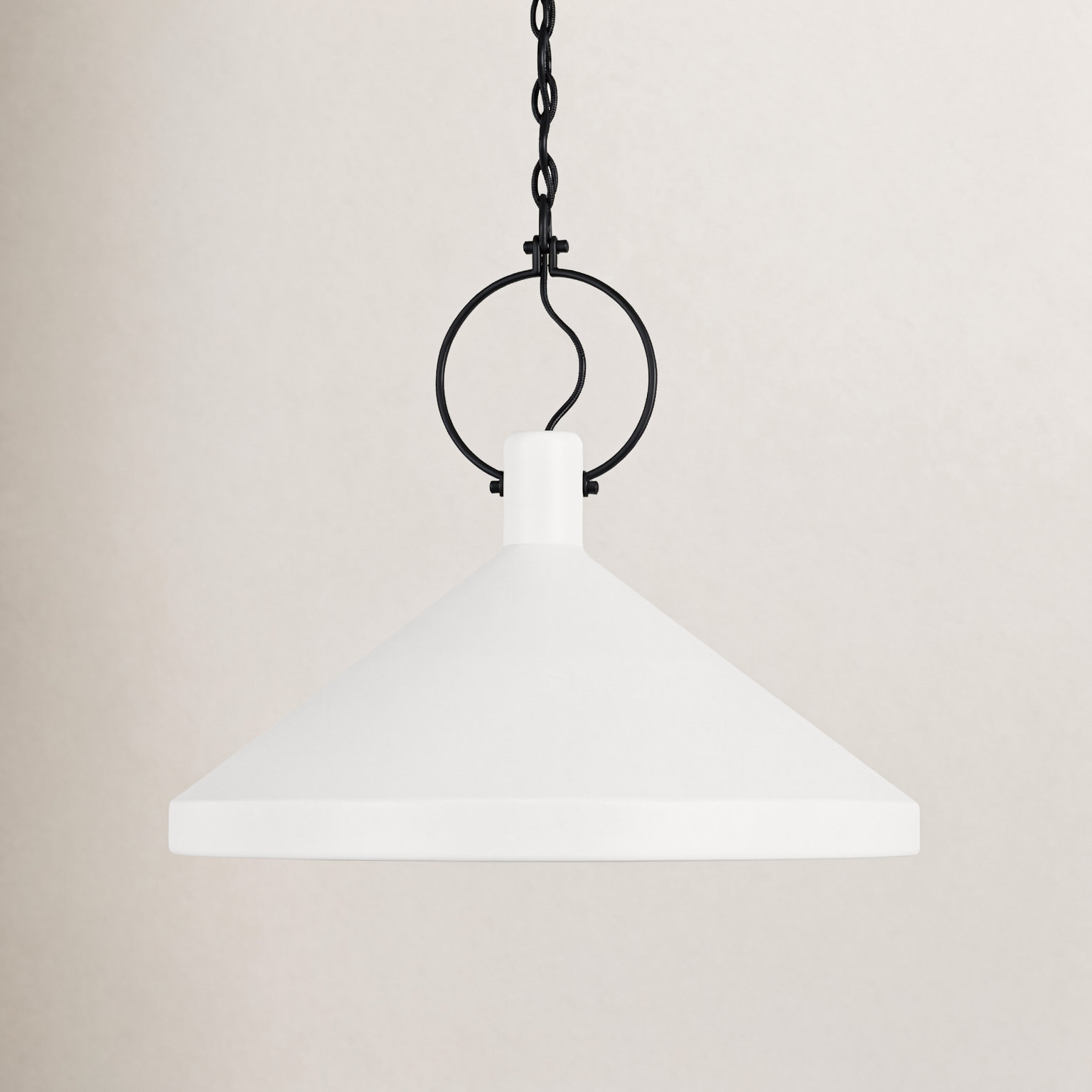 Single Light Metal Dimmable Pendant, White, 19.75" H x 24" W x 24" D