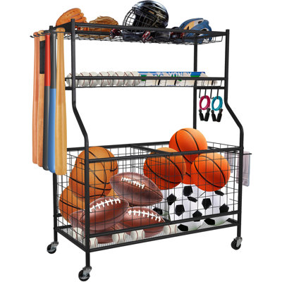 Ball Storage Garage Garage OrganizerSports Ball Storage CartGarage Storage Rack Black
