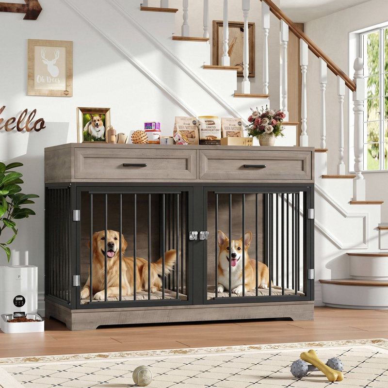 Chesterle Furniture Style Crate with 2 Doors, Gray