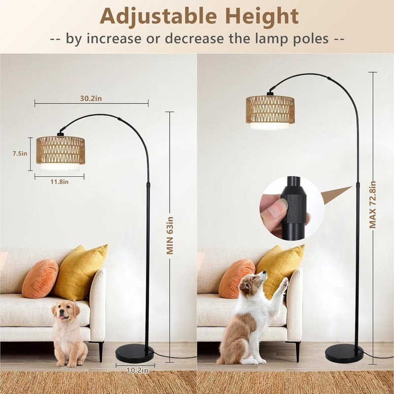 Arc Floor Lamp with Remote, Black