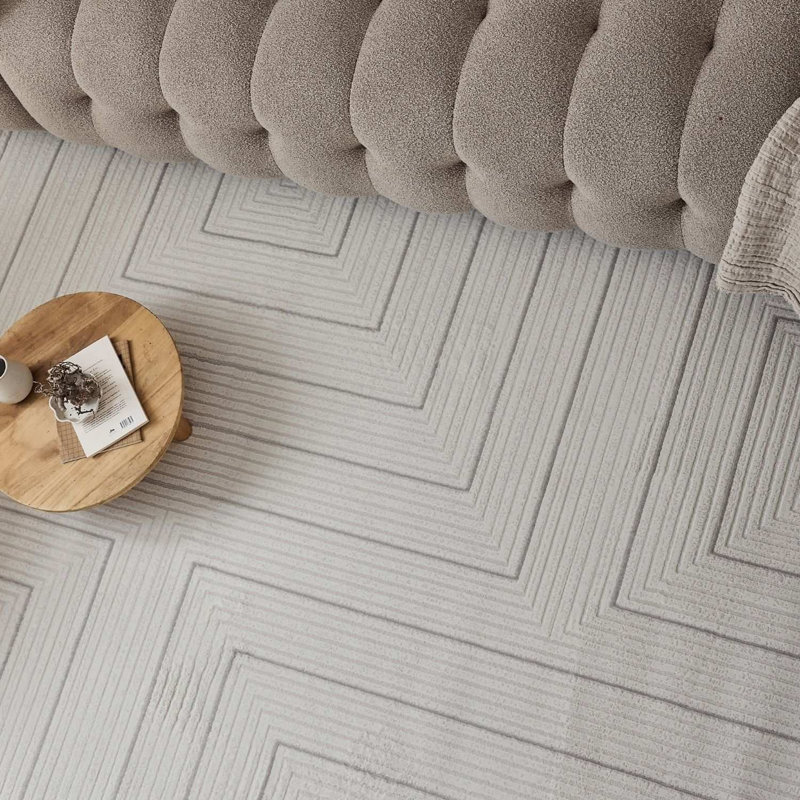 Carmel Modern Geometric Cream/Grey Area Rug, Rectangle 240 x 340 cm
