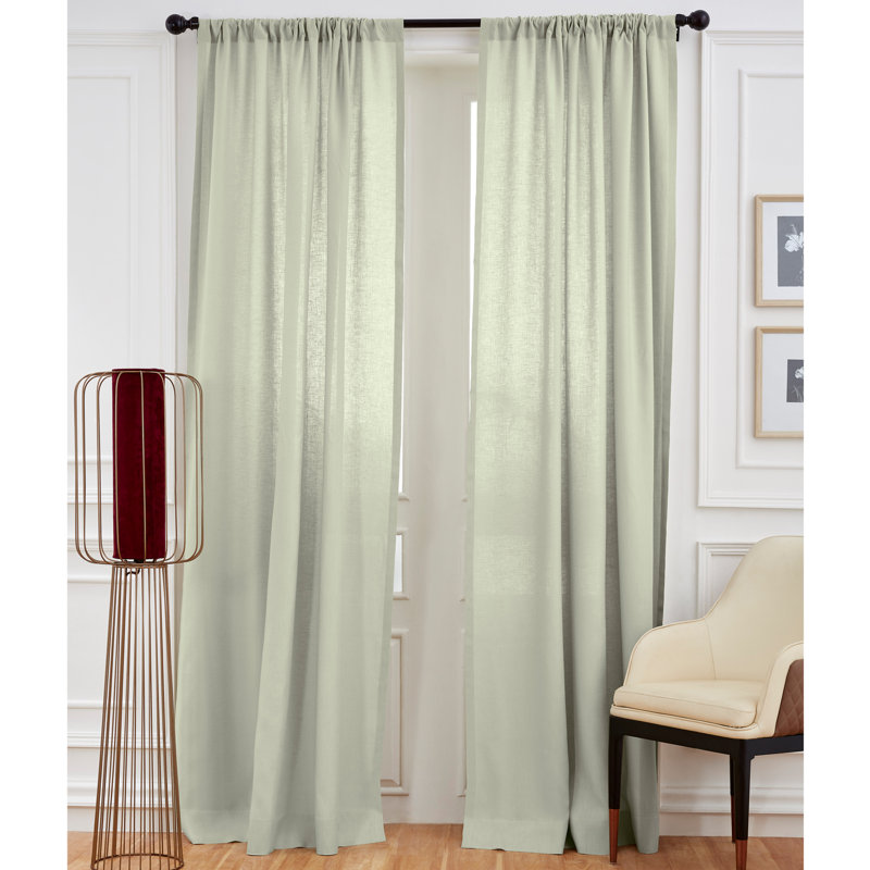 Linen Curtain with Rod Pocket, Sage Green, 52" W x 144" L