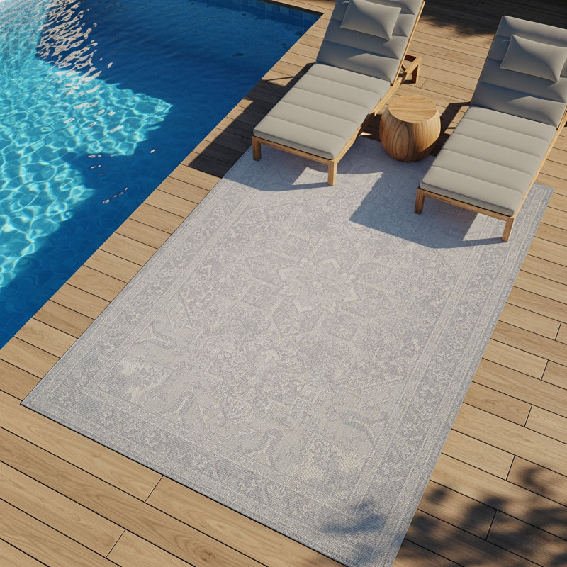 Aspa Indoor & Outdoor Boho Rug Grey/Ivory