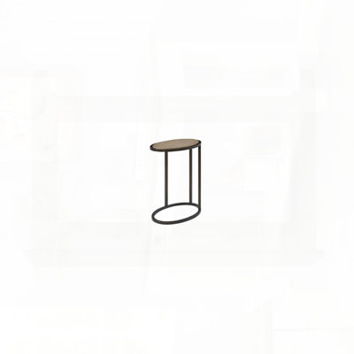 Metal and Wood Top Chairside Table in Toffee Finish