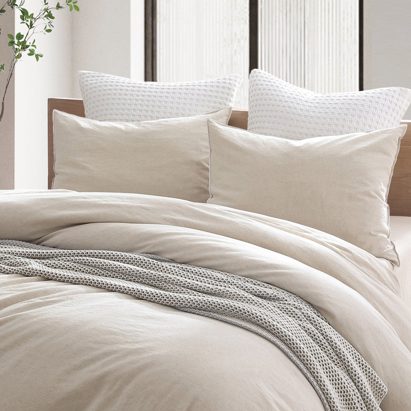 Ensemble de housse de couette en lin délavé DKNY, Housse de couette pour très grand lit et 2 très , Lin