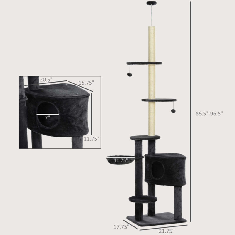 Shasta Cat Tree, 86.5" H x 21.75" W x 17.75" D