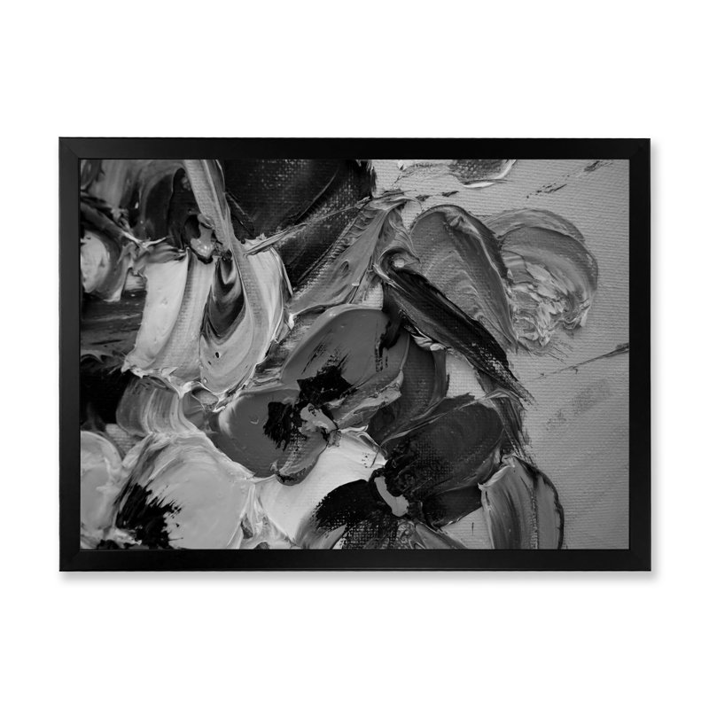 Coups de peinture gris foncé - reproduction sur toile, H 24 po x l 36 po x P 1 po, Cadre noir