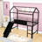 Twin Metal House-Shaped Loft Bed With Slide And Writing Board-119618980