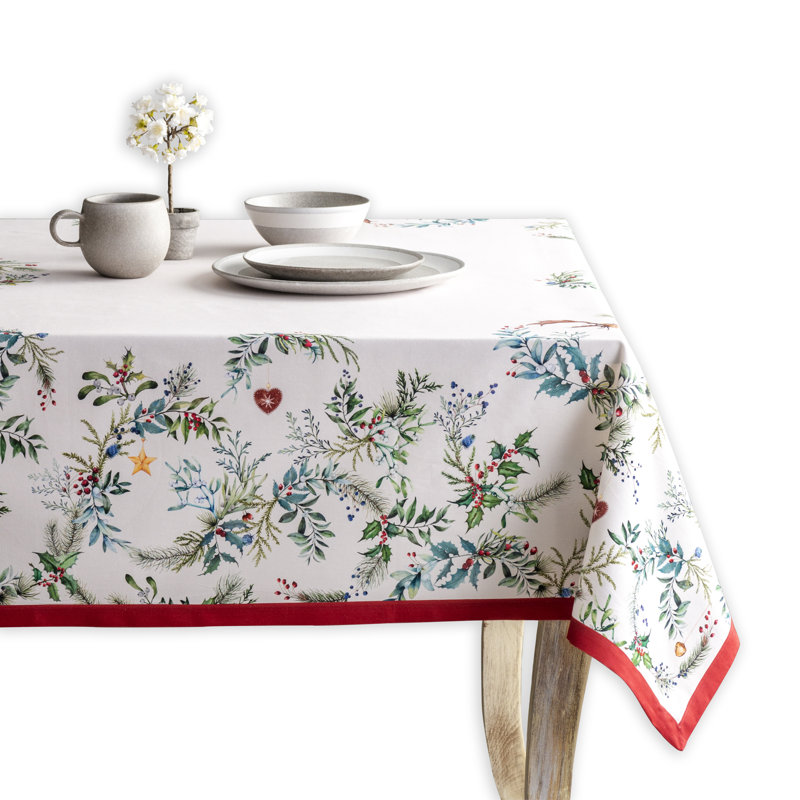 100% Cotton Square Christmas Tablecloth, 54" x 54"