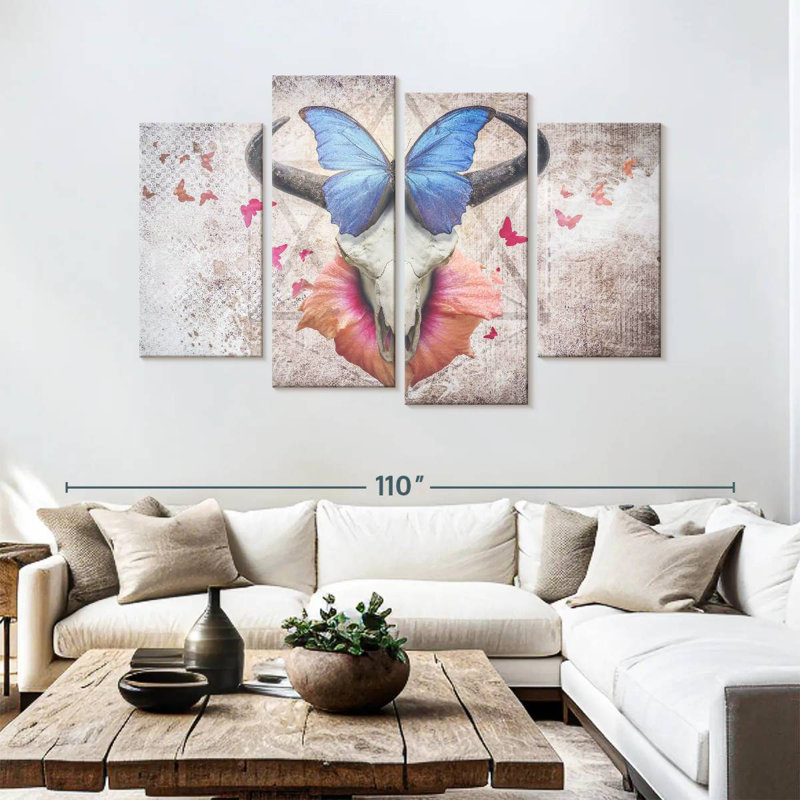 Tête de mort papillon Kerner, H 54 po x l 84 po