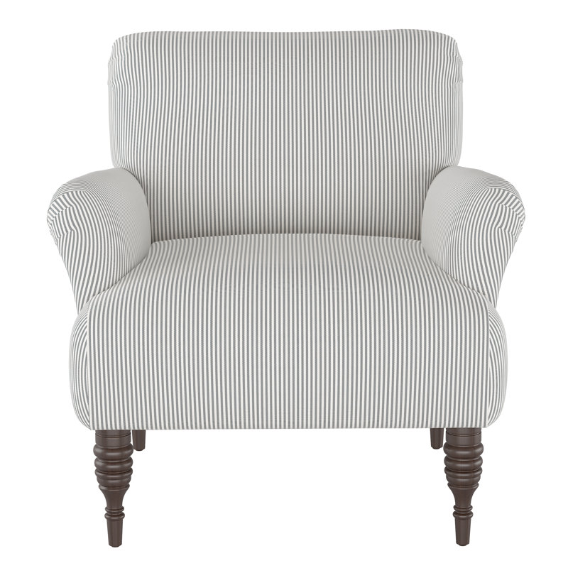 Upholstered Armchair, Oxford Charcoal Stripe, Oxford Stripe Charcoal