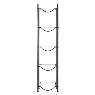 5 Tier Single Black Water Bottle Holder, Heavy - Duty Construction To Rust, Cut Assembly, And Floor Protecting Feet Jug Easy Assembly With Guide, High Guardrails