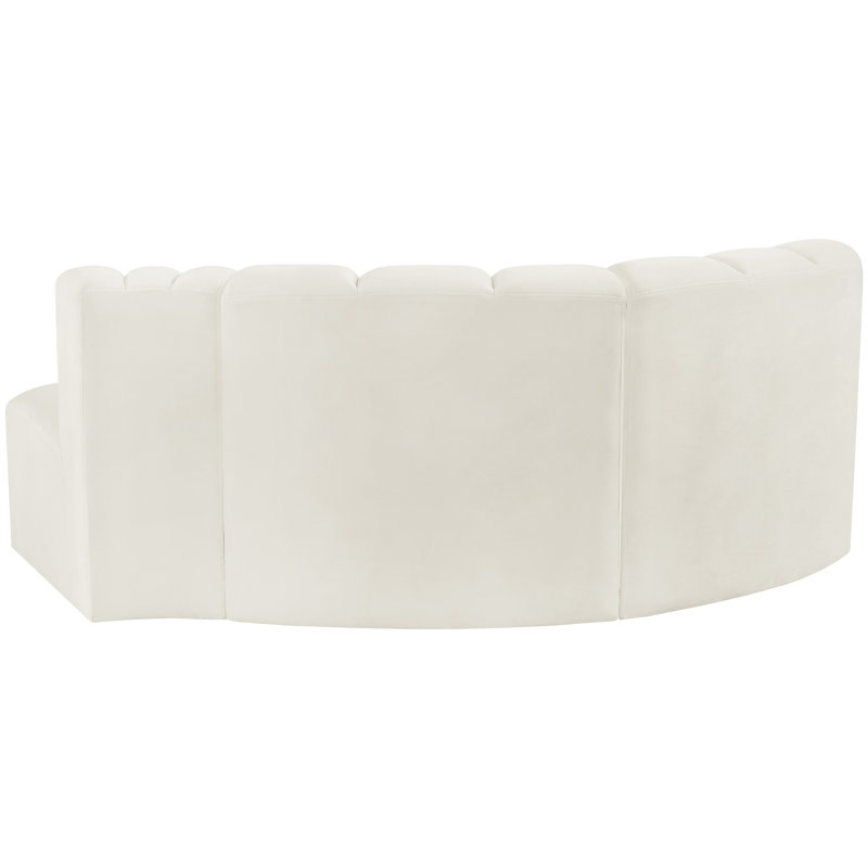 Hubertus Upholstered Curved Sectional Reversible, Cream Velvet