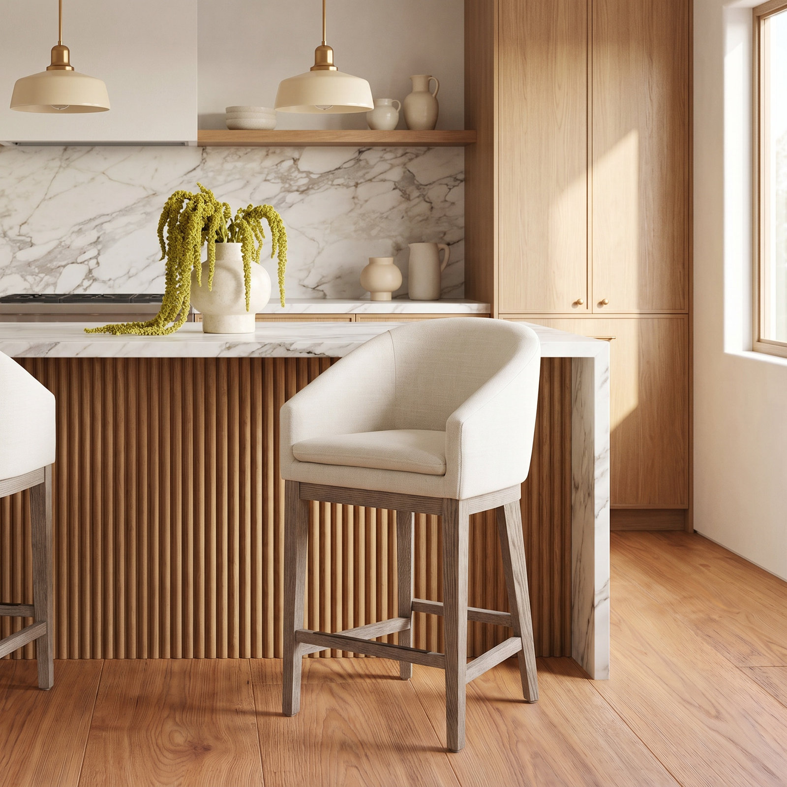 Bethea 26" Bar Stool, Effie Linen Performance Linen